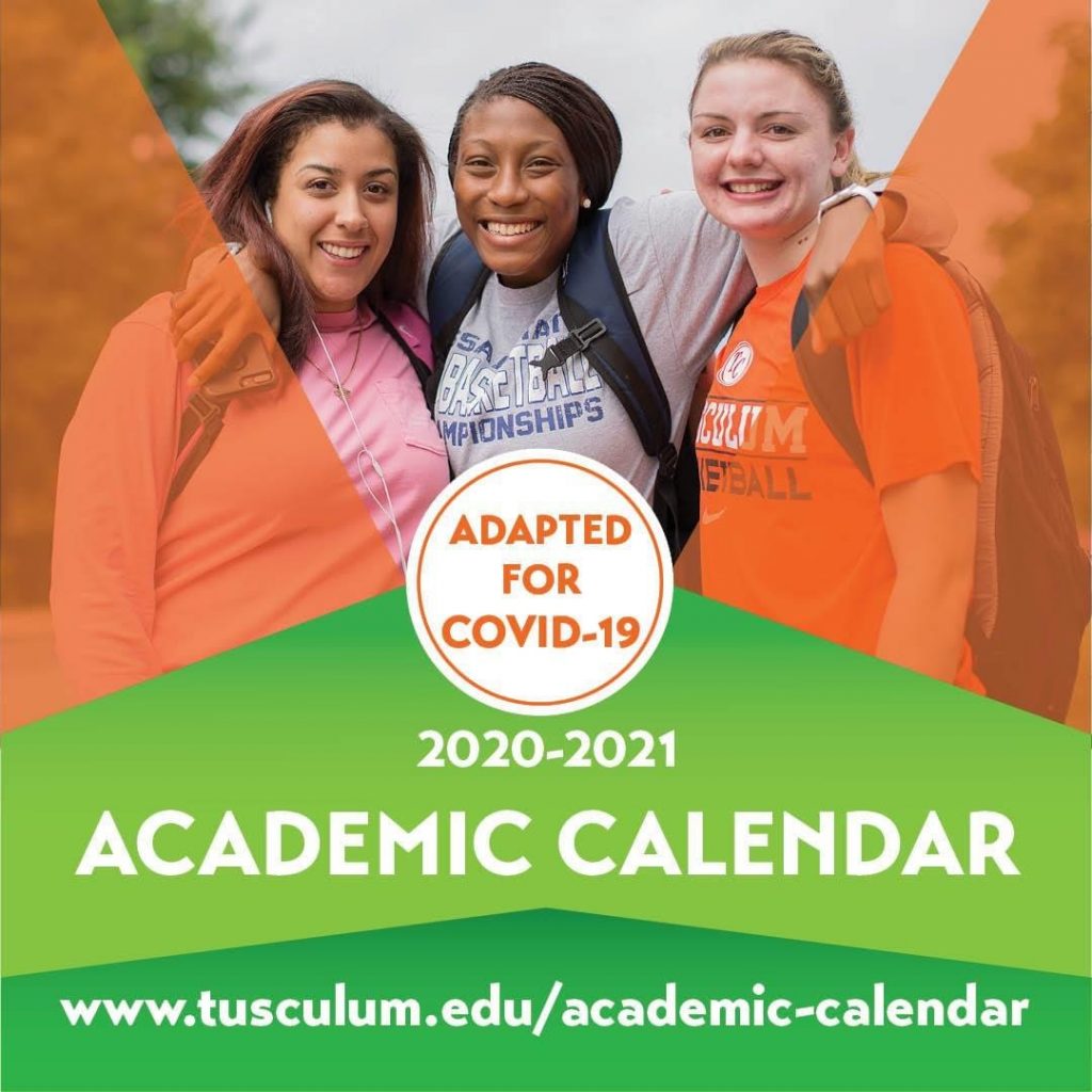 Three girls with vector shapes, text reading, "Adapted for COVID-19 2020 - 2021 Academic Calendar"