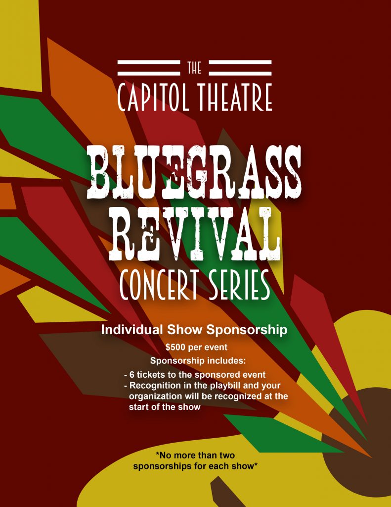 Bluegrass event flyer with sharp-angled polygons coming out of a guitar